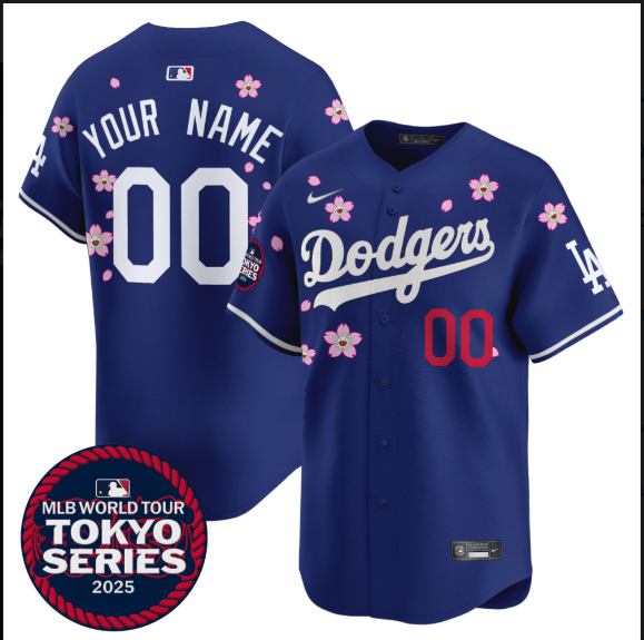Men Custom Los Angeles Dodgers Tokyo Series 2025 blue Limited Stitched Jersey->customized mlb jersey->Custom Jersey